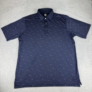 FootJoy Polo Men's Xl All Over Fish Print Summer Golf Lightweight Poly Shirt